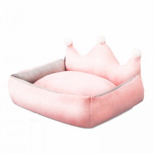 Haustier-Polsterbett für Hund, Katze, Kronenform, niedliches Nestsofa, Haustierbett