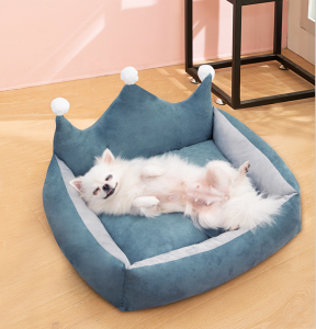 Haustier-Polsterbett für Hund, Katze, Kronenform, niedliches Nestsofa, Haustierbett