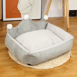 Haustier-Polsterbett für Hund, Katze, Kronenform, niedliches Nestsofa, Haustierbett